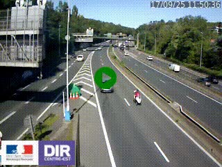 Caméra autoroute sur A6 - Valvert, près de Lyon, en direction de Paris, à hauteur de la sortie 36 Porte du Valvert