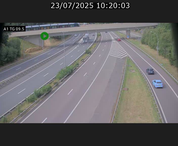 Traffic live webcam Luxembourg Jonction Grünewald - A1 direction Luxembourg-ville - BK 9.5