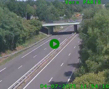 Caméra routière sur l'autoroute A20 au nord de Limoges, à la jonction avec la N520. Vue orientée vers Paris