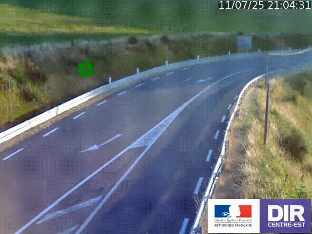 Webcam sur le col Pin Bouchain, vue orientée vers Roanne, en provenance de Lyon sur la nationale 7 (N7)