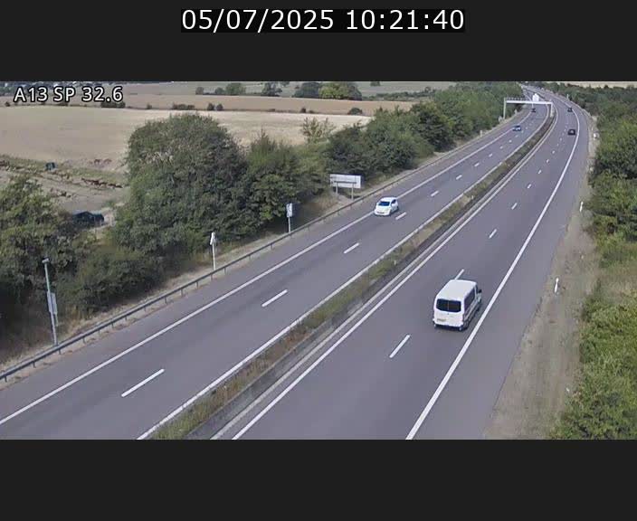 Webcam info trafic A13 à hauteur de Mondorf-les-bains. Vue orientée vers Altwies