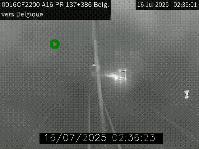 Webcam à la frontière franco-belge au niveau de Bray-Dunes/De-Panne sur l'autoroute A16. Vue orientée vers la Belgique