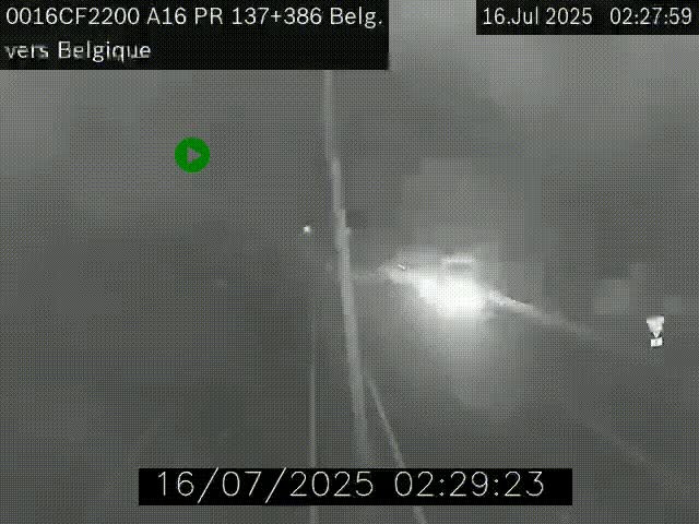 Webcam à la frontière franco-belge au niveau de Bray-Dunes/De-Panne sur l'autoroute A16. Vue orientée vers la Belgique