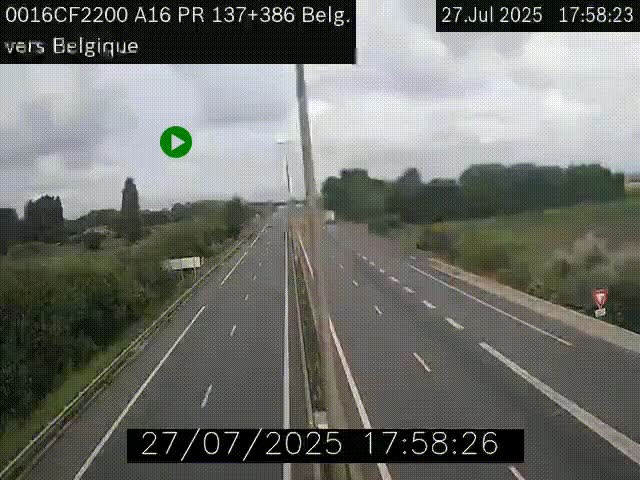 Webcam à la frontière franco-belge au niveau de Bray-Dunes/De-Panne sur l'autoroute A16. Vue orientée vers la Belgique