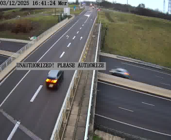 Caméra de trafic sur D1 (France) à Argancy, orientée vers Thionville, permettant d’évaluer fluidité, incidents et densité automobile.