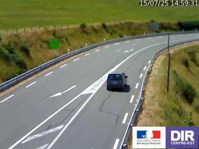 Webcam sur le col Pin Bouchain, vue orientée vers Roanne, en provenance de Lyon sur la nationale 7 (N7)