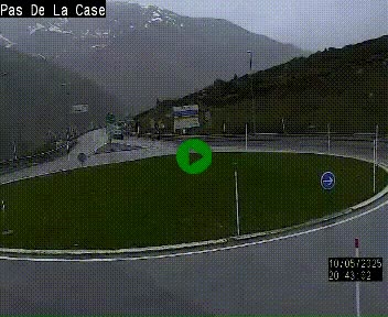 Webcam sur la N22 au niveau du poste frontière entre la France et Andorre à proximité de Pas de la Case à plus de 2000 mètres d'altitude