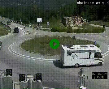 Webcam au nord d'Ax-les-Thermes au niveau de l'aire de chaînage de la N20. Vue orientée vers les Pyrénées, en direction de Pas de la Case