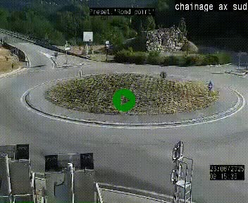 Webcam au nord d'Ax-les-Thermes au niveau de l'aire de chaînage de la N20. Vue orientée vers les Pyrénées, en direction de Pas de la Case
