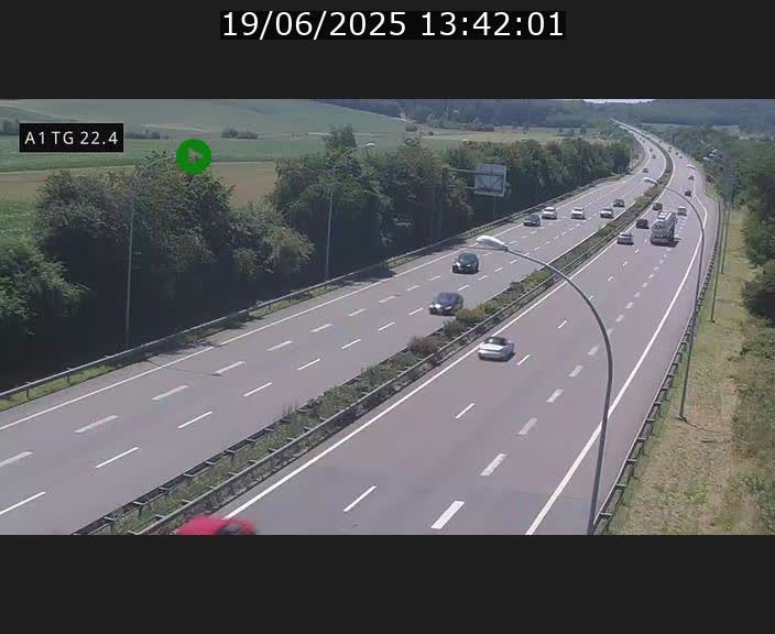 Traffic live webcam Luxembourg Flaxweiler - A1 direction Luxembourg - BK 22.4