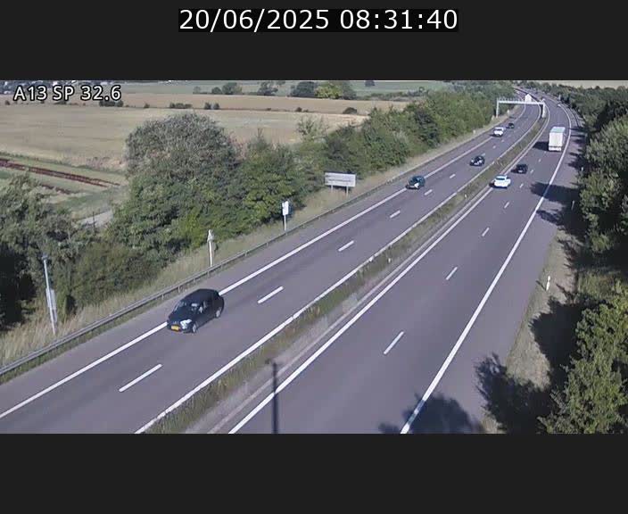 Webcam info trafic A13 à hauteur de Mondorf-les-bains. Vue orientée vers Altwies