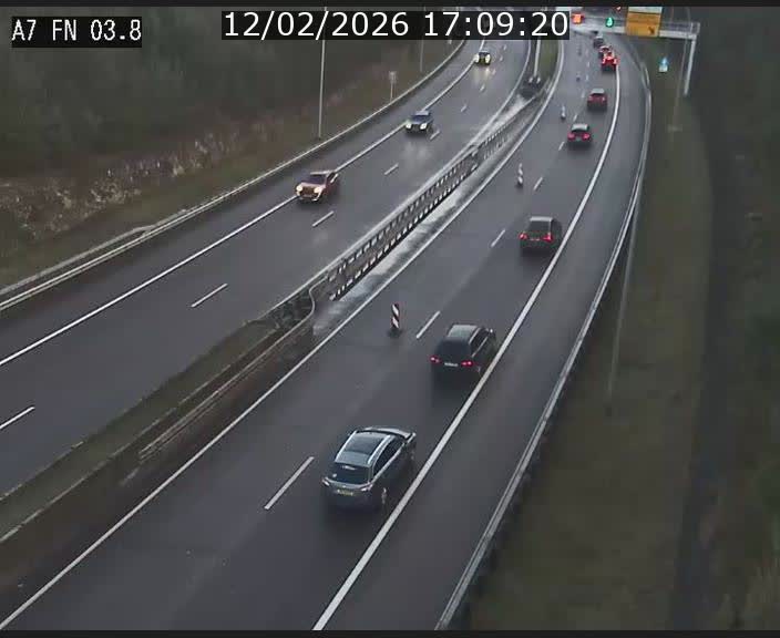 Caméra autoroute Luxembourg A7 - Passage à gibier Rëngelbour - direction Tunnel Stafelter