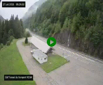 Webcam à l'entrée du tunnel du Somport, côté français, sur la N134, dans les Pyrénées, en direction de l'Espagne, à 1116 mètres d'altitude