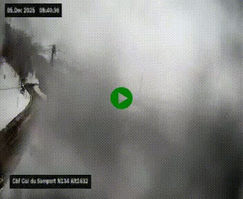 Webcam au col du Somport, côté français, sur la N134, dans les Pyrénées, en direction de l'Espagne, à 1632 mètres d'altitude