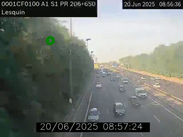 Webcam autoroute A1 à hauteur de Lesquin. Vue orientée vers Lille