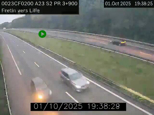 Webcam autoroute A23 à hauteur de Fretin. Vue orientée vers Lille