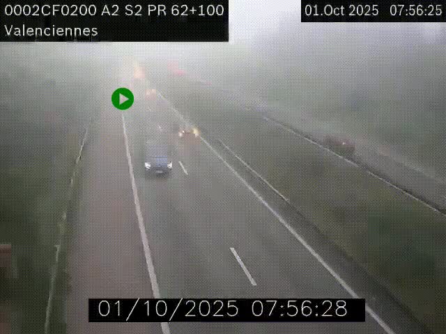 Webcam autoroute A2 à Valenciennes. Vue orientée vers Maubeuge et Mons (Belgique)