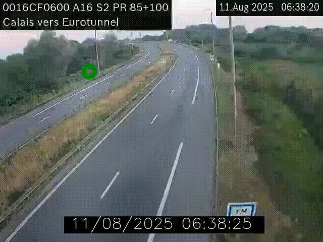 Webcam A16 à Calais en direction du Tunnel sous la Manche (Eurotunnel)