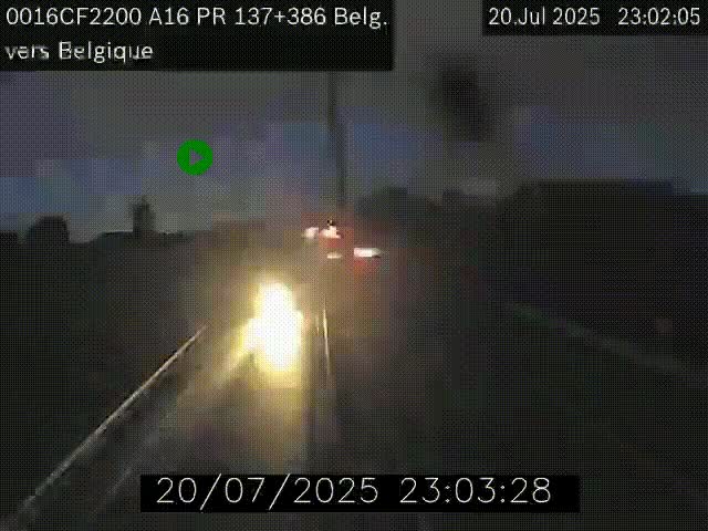 Webcam à la frontière franco-belge au niveau de Bray-Dunes/De-Panne sur l'autoroute A16. Vue orientée vers la Belgique