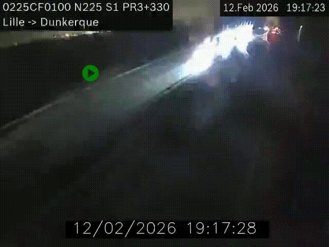 Webcam autoroute A25 (N225) à hauteur de Bergues (Bierne). Vue orientée vers Dunkerque.