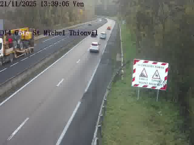 Webcam sur la D14, dans la côte Saint-Michel. Vue orientée vers Thionville
