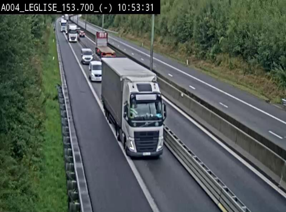 Webcam autoroute A4 (E411-E25) à Léglise, avant la jonction avec la N40. Vue orientée vers Bruxelles