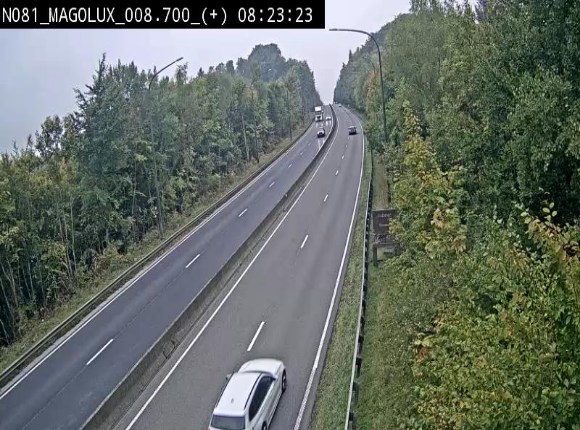 Webcam sur la N81 (E411) à hauteur de la jonction avec la N883. Vue orientée vers Longwy