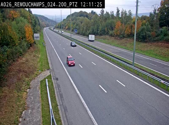 Webcam E25/A26 à Aywalle, à hauteur de Spa. Vue orientée vers Liège