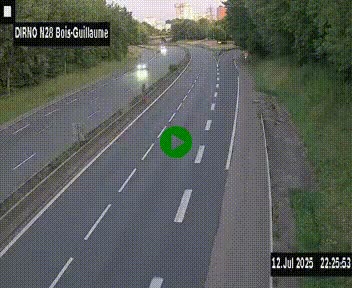 Webcam routière à hauteur de Bois-Guillaume en périphérie de Rouen. Vue orientée vers Rouen