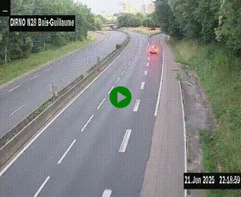 Webcam routière à hauteur de Bois-Guillaume en périphérie de Rouen. Vue orientée vers Rouen