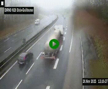 Webcam routière à hauteur de Bois-Guillaume en périphérie de Rouen. Vue orientée vers Rouen