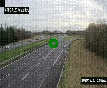 Webcam autoroute A150 à hauteur de La Vaupalière en périphérie de Rouen. Vue orientée vers Rouen