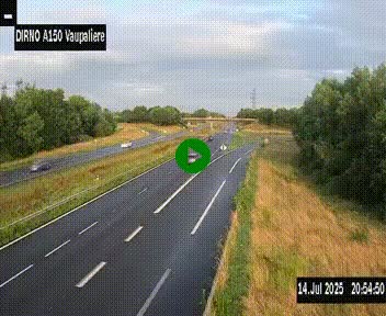 Webcam autoroute A150 à hauteur de La Vaupalière en périphérie de Rouen. Vue orientée vers Rouen