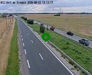 Webcam à hauteur de Vert-en-Drouais sur la N12, en périphérie de Dreux. Vue orientée vers Alençon