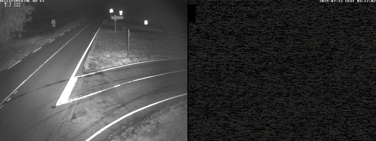Webcam à Bellefontaine dans les Vosges à 552 mètres d'altitude sur la D63, à la jonction avec la D20A
