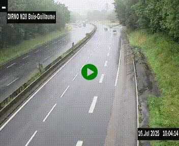 Webcam routière à hauteur de Bois-Guillaume en périphérie de Rouen. Vue orientée vers Rouen