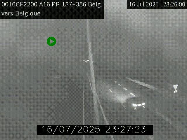 Webcam à la frontière franco-belge au niveau de Bray-Dunes/De-Panne sur l'autoroute A16. Vue orientée vers la Belgique