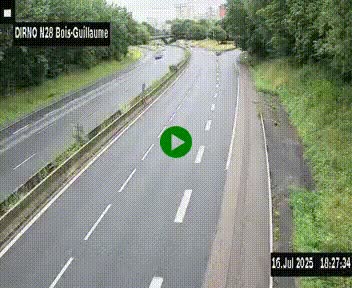 Webcam routière à hauteur de Bois-Guillaume en périphérie de Rouen. Vue orientée vers Rouen