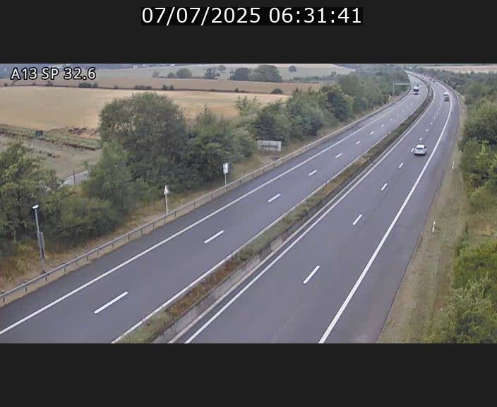 Webcam info trafic A13 à hauteur de Mondorf-les-bains. Vue orientée vers Altwies