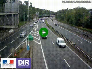 Caméra autoroute sur A6 - Valvert, près de Lyon, en direction de Paris, à hauteur de la sortie 36 Porte du Valvert