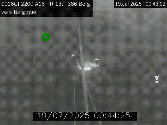 Webcam à la frontière franco-belge au niveau de Bray-Dunes/De-Panne sur l'autoroute A16. Vue orientée vers la Belgique