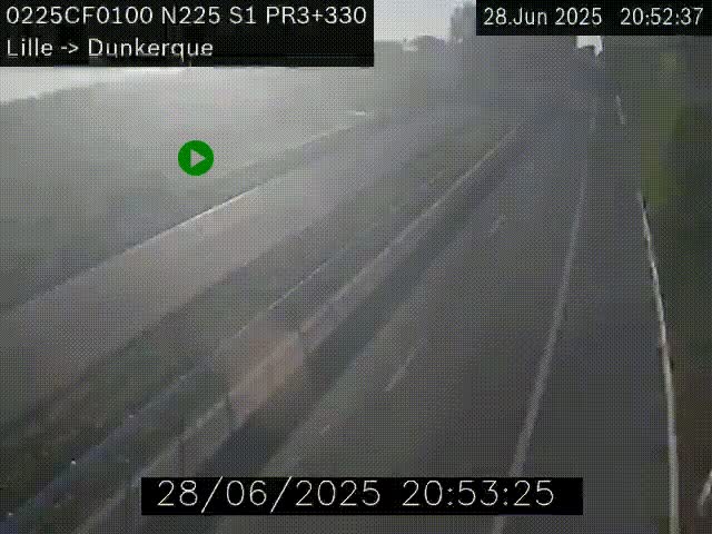 Webcam autoroute A25 (N225) à hauteur de Bergues (Bierne). Vue orientée vers Dunkerque.