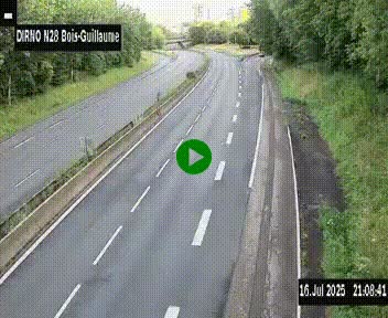 Webcam routière à hauteur de Bois-Guillaume en périphérie de Rouen. Vue orientée vers Rouen
