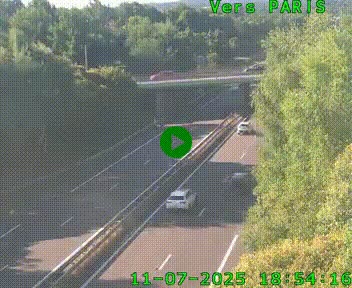 Caméra routière sur l'autoroute A20 au nord de Limoges, à la jonction avec la N520. Vue orientée vers Paris