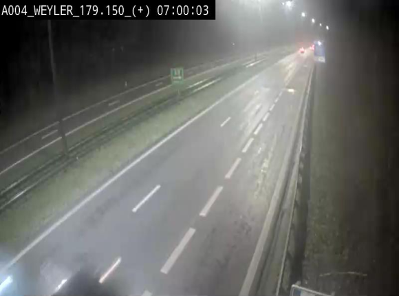 Webcam entre la sortie Arlon et la sortie Weyler sur l'E411. Vue orientée vers Luxembourg