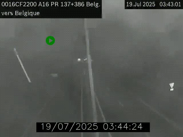 Webcam à la frontière franco-belge au niveau de Bray-Dunes/De-Panne sur l'autoroute A16. Vue orientée vers la Belgique