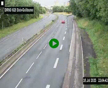 Webcam routière à hauteur de Bois-Guillaume en périphérie de Rouen. Vue orientée vers Rouen