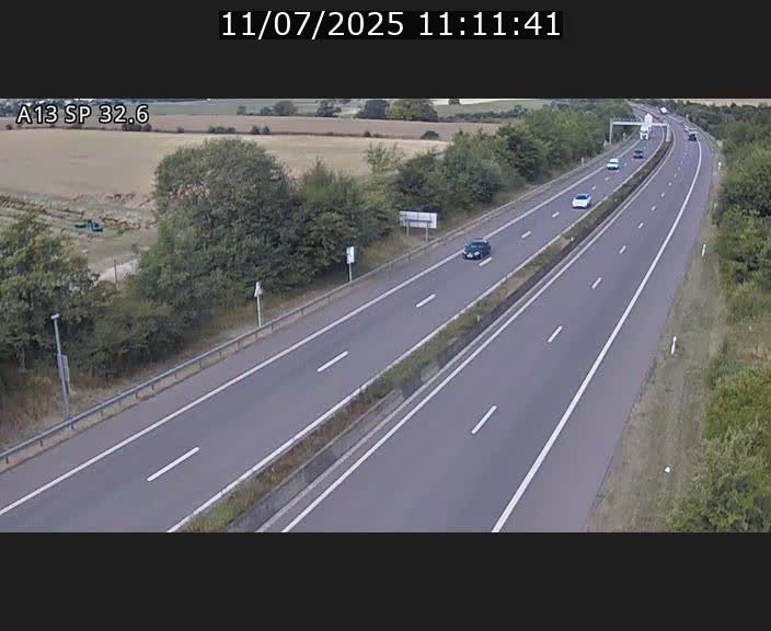 Webcam info trafic A13 à hauteur de Mondorf-les-bains. Vue orientée vers Altwies