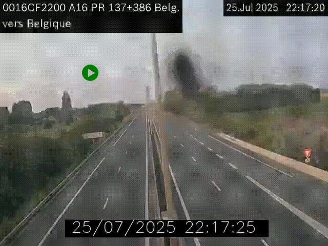 Webcam à la frontière franco-belge au niveau de Bray-Dunes/De-Panne sur l'autoroute A16. Vue orientée vers la Belgique