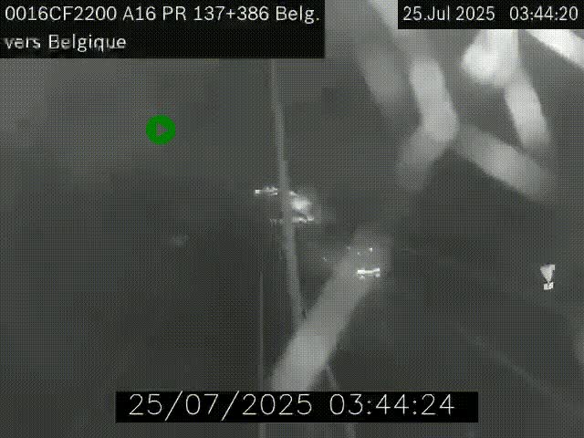 Webcam à la frontière franco-belge au niveau de Bray-Dunes/De-Panne sur l'autoroute A16. Vue orientée vers la Belgique